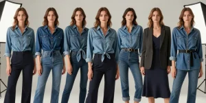 tenue avec chemise en jean femme