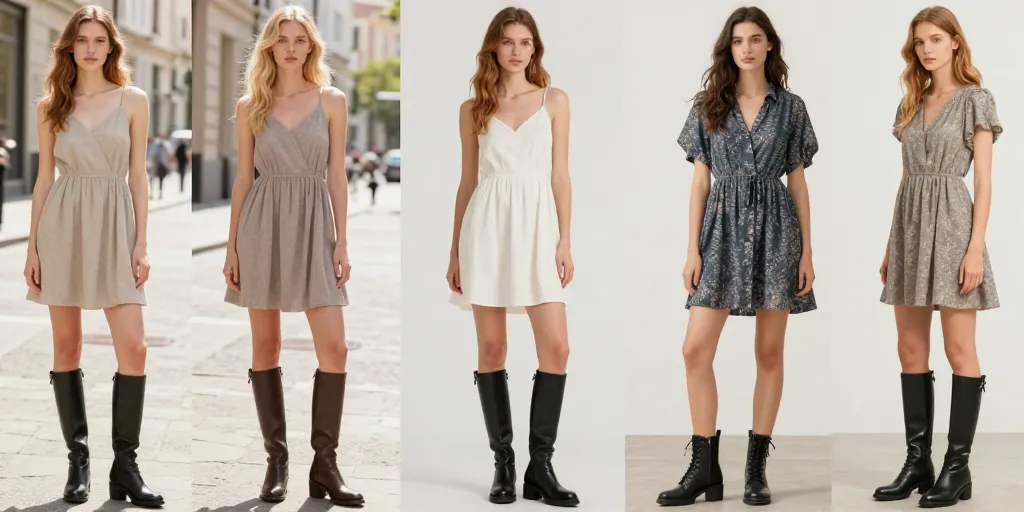 bottes femme avec robe