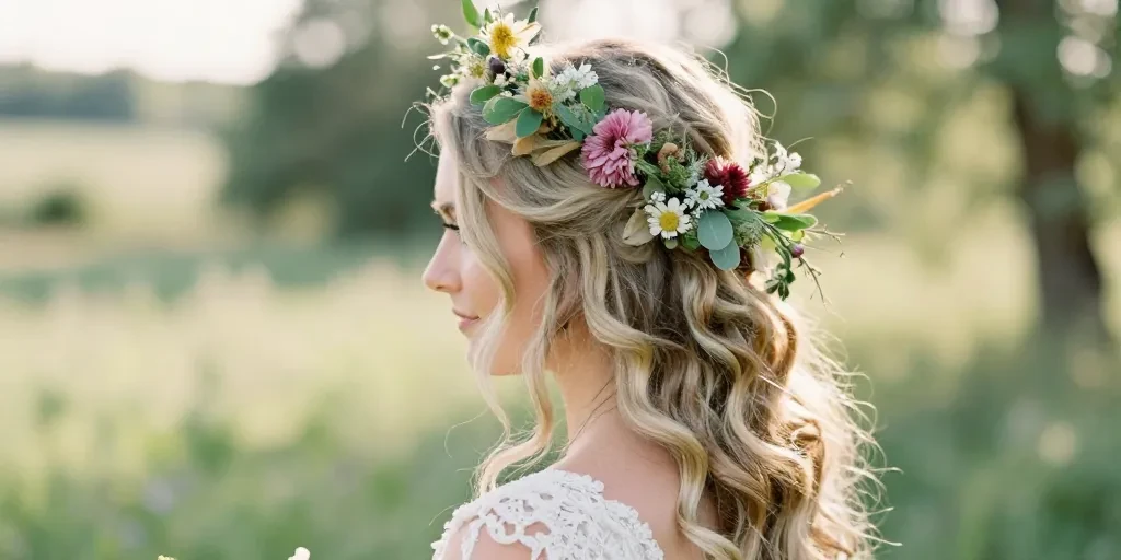 fleur cheveux mariage boheme